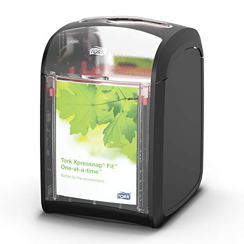 Tork Xpressnap Fit Tisch Serviettenspender – 272900 – N14 Spender für Restaurants – sparsame Einzelblattentnahme, schwarz (Anzahl von 4) von Tork