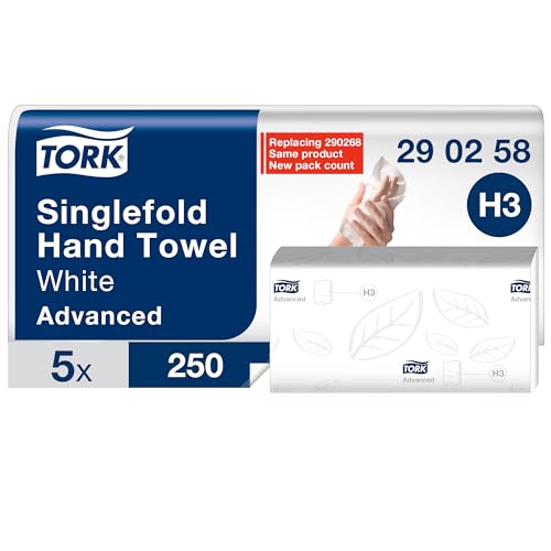 Tork Zickzack Papierhandtücher Advanced H3, weich und reißfest, 2-lagig, weiß, Advanced Qualität, 2 lagig, 1250 Papiertücher, Advanced Qualität, 290258 von Tork
