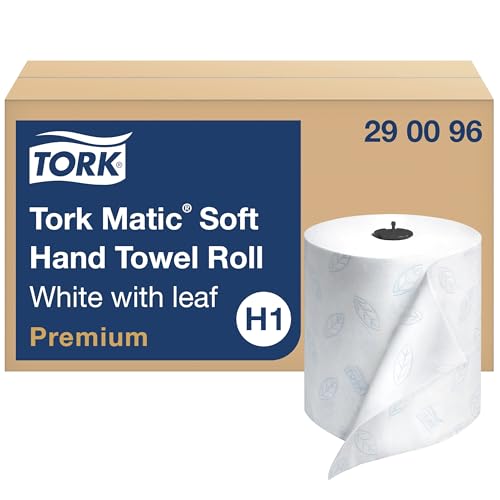 torkp| # Tork Tork 290096 Premium Soft Matic Papier Handtuch Rolle, weiß mit Blue Leaf (Pack von 6) von Tork