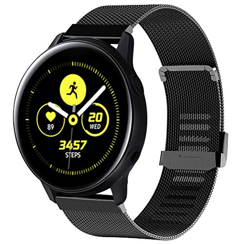 Tosenpo Armbnad für Galaxy Watch Active2 40MM/44MM,Mesh Metall Edelstahl Uhrenarmband für Galaxy Watch Active/Active 2 40mm 44mm/Galaxy Watch 3 41mm (Schwarz) von Tosenpo