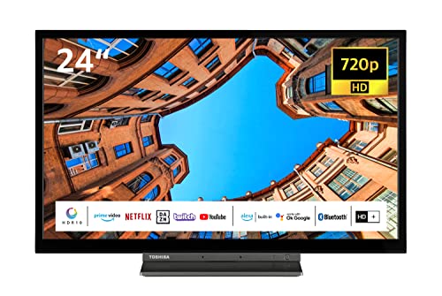 Toshiba 24WK3C63DAW 24 Zoll Fernseher/Smart TV (HD Ready, HDR, Alexa Built-In, Triple-Tuner, Bluetooth) - Inkl. 6 Monate HD+ [2023], Schwarz von Toshiba