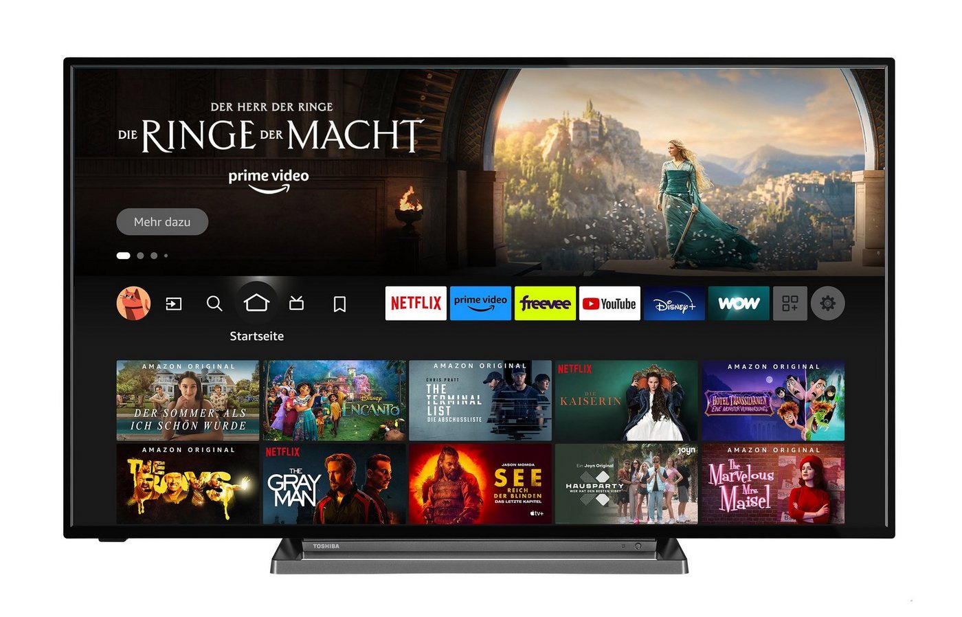 Toshiba 55UF3D63DA LCD-LED Fernseher (139 cm/55 Zoll, 4K Ultra HD, Fire TV, HDR Dolby Vision, Triple-Tuner, Alexa Sprachsteuerung, Sound by Onkyo) von Toshiba