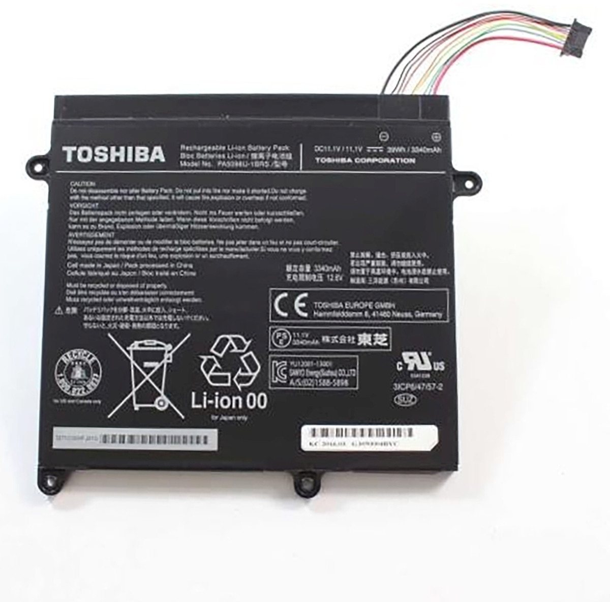 Toshiba Akku für Toshiba Portege Z10t-A Li-Pol 11,4 Volt 3600 mAh schwarz Laptop-Akku 3600 mAh (11.4 V) von Toshiba