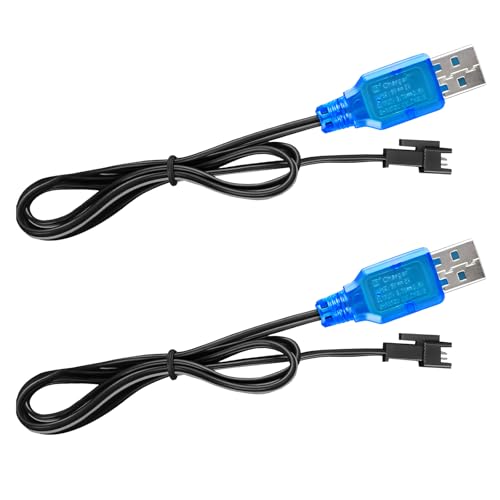 Tosiicop 3.7V Lipo Battery Ladegerät - SM-2P Stecker Ladekabel Universal Rechargeable Li-ion Akku Charger mit USB Kabel für RC Auto RC Drone Ferngesteuertes Spielzeugauto Stunt Truck Boot 2 stück von Tosiicop