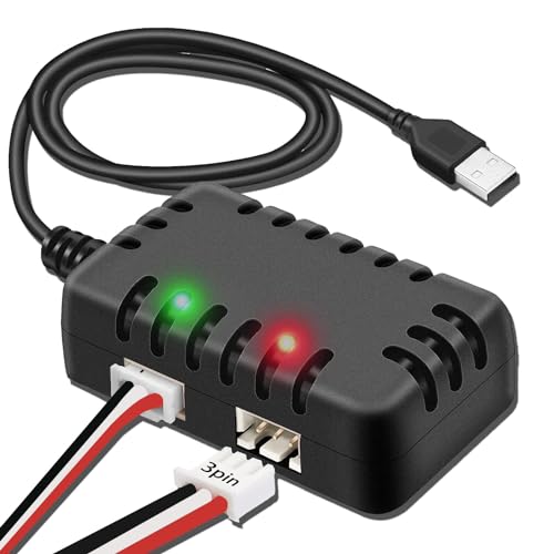 Tosiicop 7,4 V Lipo Batterieladegerät - RC Auto Balance Ladegeräte USB Kabel 2-in-1 mit XH-3P Stecker 1A für 2S Batterien RC Cars Drohne Boot Flugzeug LKW Quadcopter Airsoft SCX24 SCX10 Tosiicop 7,4 V Lipo Batterieladegerät - RC Auto Balance Ladegeräte USB Kabel 2-in-1 mit XH-3P Stecker 1A für 2S Batterien RC Cars Drohne Boot Flugzeug LKW Quadcopter Airsoft SCX24 SCX10 von Tosiicop