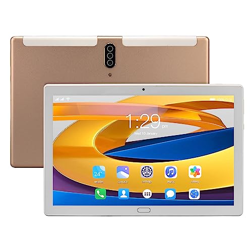 10,1 Zoll Android 10 Tablet, Kinder Tablet, Octa Core CPU, 6GB RAM 128GB ROM, FHD Touchscreen, 5MP+8MP Dual Kamera, 2,4G/5G WLAN, 4G Netzwerk, Bluetooth, Dual SIM, 6000MAh Akku (Gold) von Tosuny