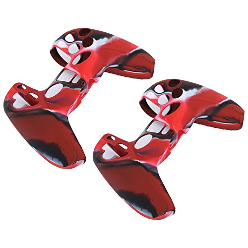 2-teilige Gamepad-Schutzhülle für PS5-Gamecontroller den, Schweißfeste Camouflage-Silikonhülle für PS5-Gamepad das für EIN Schönes Aussehen (Tarnung Rot) von Tosuny