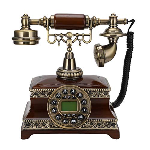 Antikes Telefon, Telefon im antiken Stil mit Holzimitat + Bronzegehäuse, Retro-Telefon mit Hintergrundbeleuchtung für zu Hause und im Büro mit Display FSK/DTMF von Tosuny