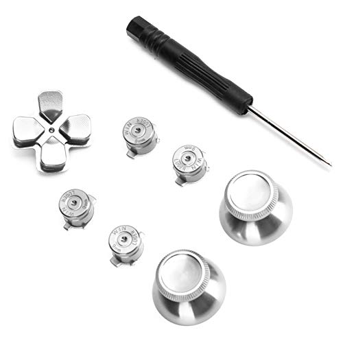 Bullet Button Mod Set für PS4 Controller Aluminiumlegierung Botton Set, Controller Bottons Ersatzteile für PS4 (Silber) von Tosuny
