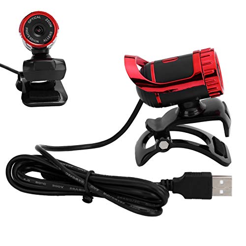 Computerkamera, Desktop-Webcam mit Mikrofon, Kopfumdrehung um 360 Grad, Drehbare 1080p-Webcam Manueller Fokus Eingebautes Mikrofon für Windows/Android TV (Rot) von Tosuny