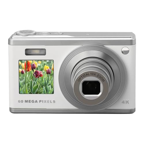 Digitalkamera, 60 MP 4K HD Videokamera mit 2,88 Zoll IPS Display, 10X Optischen Zoom, Autofokus und Verwacklungsschutz, Doppelobjektiv, Kompakte Selfie Kamera für Kinder, von Tosuny