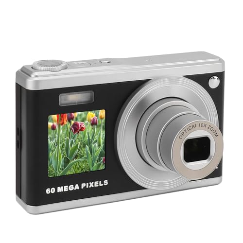 Digitalkamera, 60 MP 4K HD Videokamera mit 2,88 Zoll IPS Display, 10X Optischen Zoom, Autofokus und Verwacklungsschutz, Doppelobjektiv, Kompakte Selfie Kamera für Kinder, von Tosuny