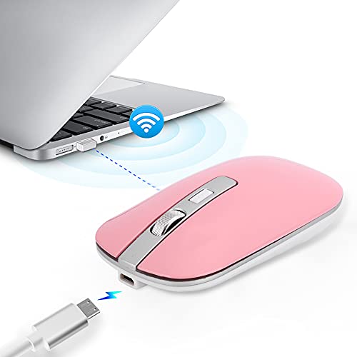 Drahtlose Maus, USB-Ladecomputermaus mit 1600 DPI Hochauflösender 2,4-G-Funkmaus für Büro- und Spielezwecke. (Rosa) von Tosuny