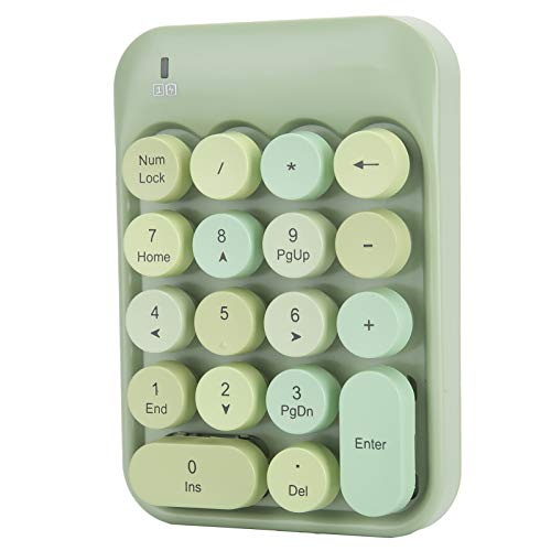 Drahtlose Zifferntastatur, Niedlicher Nummernblock Zum Umschalten der Spielrichtung, Tragbare Niedliche 18-Runden-Tastatur, Retro Typewrite Round Key für Windows XP / 7/8/10 / IOS (fantasie grün) von Tosuny