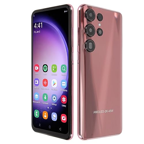 Entsperrtes Smartphone mit 6,6-Zoll-HD-Bildschirm, 8 GB RAM, 256 GB ROM, 24-MP-Kamera, Gesichtserkennungstelefon mit Stift, Kopfhörer für 13, 4G 5G WLAN (Gold) von Tosuny