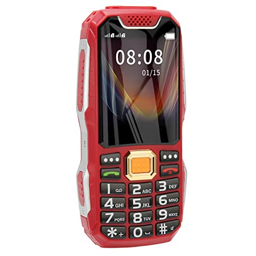 Entsperrtes Telefon, 2G-Seniorenhandy mit Großen Tasten, Dual-SIM-Karte, 2,4-Zoll-Full-HD-Bildschirm-Handy, Einfach zu Bedienen, 2400 MAh Lange Akkulaufzeit (Rot) von Tosuny