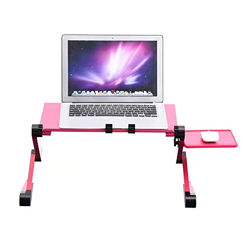 Faltbarer Laptop-Schreibtisch-Tischständer aus Aluminiumlegierung, Laptop-Schreibtisch mit 2 Lüftern, 15 Kg Laptop-Ständer mit Maximaler Belastung, Sitz-Stand-Schreibtisch, Schreibtisch (Rosenrot) von Tosuny