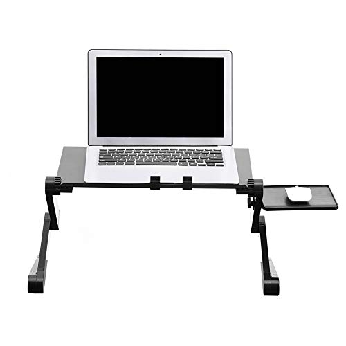 Faltbarer Laptop-Schreibtisch-Tischständer aus Aluminiumlegierung, Laptop-Schreibtisch mit 2 Lüftern, 15 Kg Laptop-Ständer mit Maximaler Belastung, Sitz-Stand-Schreibtisch, Schreibtisch (Schwarz) von Tosuny