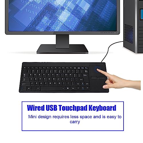 Kabelgebundene Tastatur, Ultradünne Touch-Tastatur HUB-Port-Tastatur mit Rutschfestem Matten-Design, 82-Tasten-Stummschalttastatur für Notebook/Schreibtisch, 1,5 M Kabel, Plug & von Tosuny