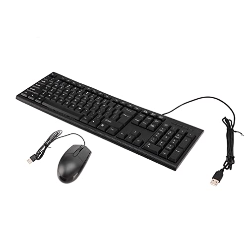 Kabelgebundene Tastatur und Maus Kombination, USB Gaming Tastatur Maus Set, Optische Maus mit 1600 DPI, Tastatur in Voller Größe, Plug and Play, für Desktop, Computer, PC, Schwarz von Tosuny