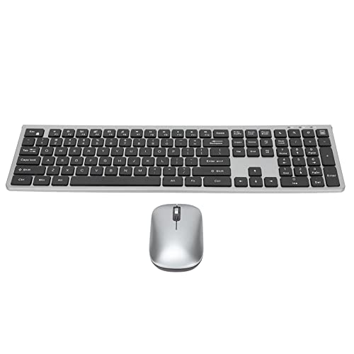 Kabellose Tastatur- und Mauskombination, Computertastatur und -Maus, 108-Tasten-Tastatur in Voller Größe und Ergonomische Hochempfindliche Mäuse für PC, Desktop-Computer, Notebook oder (metallgrau) von Tosuny