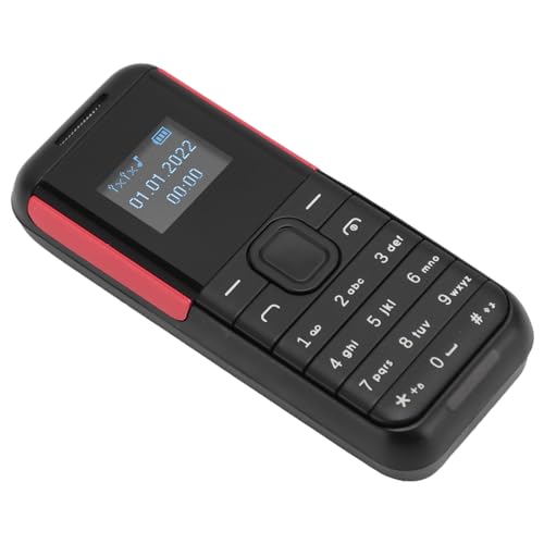 Kleinstes Mobiltelefon, Kleines 2G Telefon, Entsperrtes Telefon, Dual SIM GSM Handy mit Freihändigem Bluetooth Wählgerät für ältere 0,66 Zoll Bildschirm (Schwarz Rot) von Tosuny