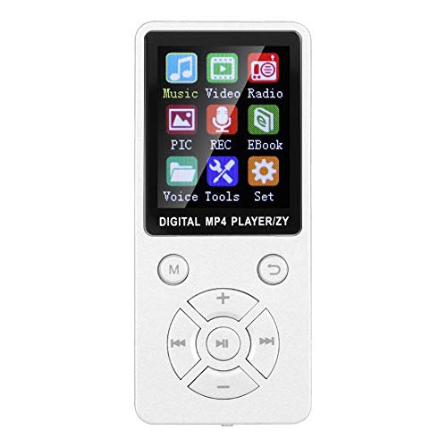 MP3-MP4-Player, tragbarer 1,8-Zoll-HiFi-Stereoton-MP3-Musik-Player 8 GB Bluetooth 4.2 Audio-Video-E-Book-Reader für MP3-MP4-Player, 32-G-Speicherkarte, Taktiktasten mit acht Diagrammen(Weiß) von Tosuny