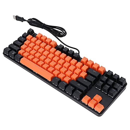 Mechanische Beleuchtete Tastatur, Gaming-Tastatur mit 12 Multimedia-Tasten, Ergonomische Plug-and-Play-Tastatur, für PC Gamer Computer Desktop (Orangeschwarz) von Tosuny