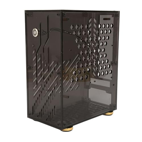 Mi NI ITX PC Gehäuse, Hochwertiges, Transparentes Arcylic Computergehäuse, Transparente Seitenwand, 360 Grad Kühlung, 4,3 L Mi NI DIY PC Gehäuse für Flex 1U Power 2,5 Zoll SSD von Tosuny