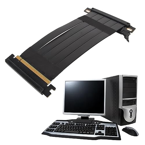 PCIE 4.0 X16 Extender Riser-Kabel, High-Speed-Flex, Doppelseitig, Umgedreht, 180 Grad, PCI-E-Anschlüsse, GPU-Grafikkarten-Verlängerungskabel für RX 7900 XT 7800 XT 7700 XT 7600 (Schwarz) von Tosuny