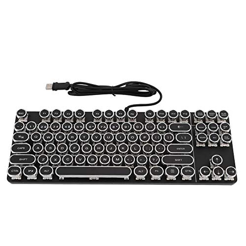 Punk Mechanische Tastatur, Kabelgebundene Gaming-Tastatur, Ergonomie-Tastatur mit Hintergrundbeleuchtung, mit Vintage Round Cap, mechanischer Schalter, für PC-Spieler/Windows-Gaming, Schwarz von Tosuny