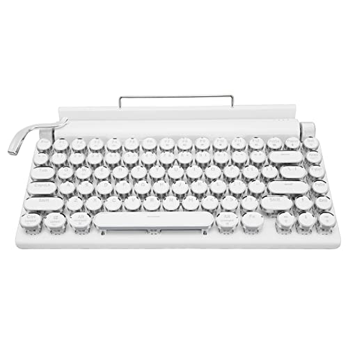 Retro Schreibmaschinen Tastatur, USB C/Wireless/BT Mechanische Tastatur mit Knopfs Teuerung, Runde Schlüssel Kappen & Blauer Schalter, Plug and Play, Ergonomische Tastatur für von Tosuny