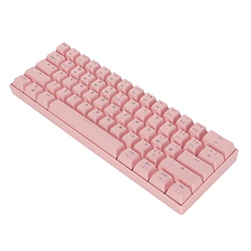 Rosa Mechanische Gaming-Tastatur, RGB-Hintergrundbeleuchtung 61 Tasten RGB-Hintergrundbeleuchtung Ergonomische Tastatur,Wireless 2.4G, BT 3.0,5.0, Typ C Kabelgebunden (Brauner Schalter) von Tosuny