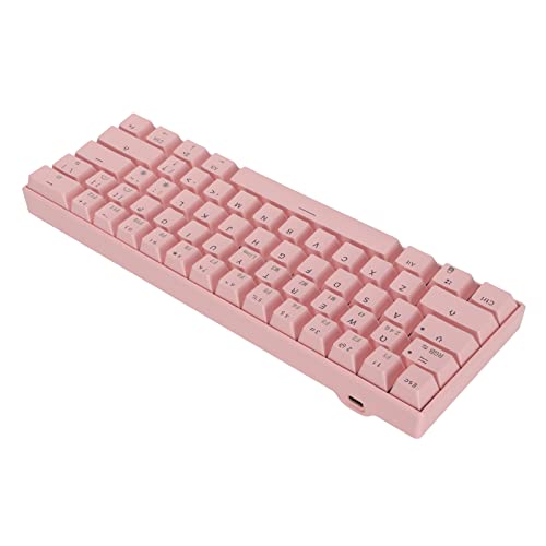 Rosa Mechanische Gaming-Tastatur, RGB-Hintergrundbeleuchtung 61 Tasten RGB-Hintergrundbeleuchtung Ergonomische Tastatur,Wireless 2.4G, BT 3.0,5.0, Typ C Kabelgebunden (Roter Schalter) von Tosuny