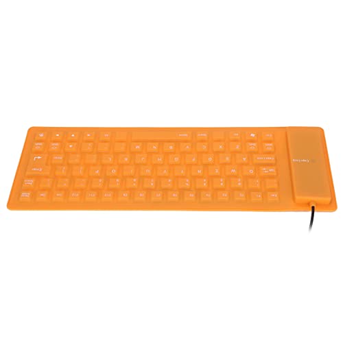 Silikon-Tastatur, Faltbare Tastatur 85 Tasten Tragbare Tastatur, USB-Kabel wasserdichte Rollup-Softtastatur für PC (Orange) von Tosuny