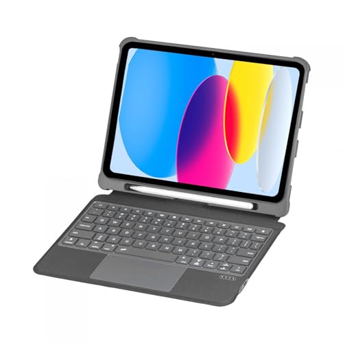 Tastaturhülle für IOS 10. Generation 2022 10,9 Zoll Tablet, Kabellose Bluetooth Tastatur mit Touchpad, RGB Hintergrundbeleuchtung, Smart Folio Cover mit Stiftschlitz und Ständer von Tosuny