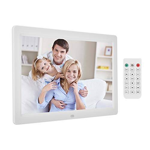 Tosuny 12 Zoll Digitaler Bilderrahmen LED 1080p HD Wecker Musik Movie Player mit Fernbedienung für Geburtstag, Hochzeit(Weiß) von Tosuny