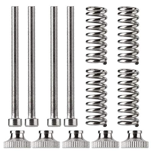 Tosuny 5 Stück/Set M3 Kompaktgewindeschrauben Muttern, Nivellier-Nivellierfederknopf Komponenten für 3D-Drucker, Silber von Tosuny