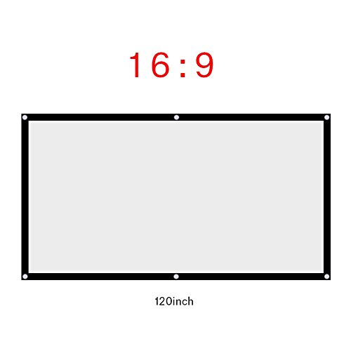 60-120 Zoll 16: 9 tragbare Projektionsleinwand, Faltbare, knitterfreie Projektor-Vorhangleinwand Doppelseitige Projektion für Heimkino und Freiluftkino(120 inch) von Tosuny