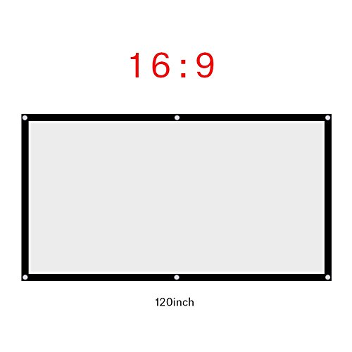 Tosuny 60-120 Zoll 16: 9 tragbare Projektionsleinwand, Faltbare, knitterfreie Projektor-Vorhangleinwand Doppelseitige Projektion für Heimkino und Freiluftkino(120 inch) von Tosuny