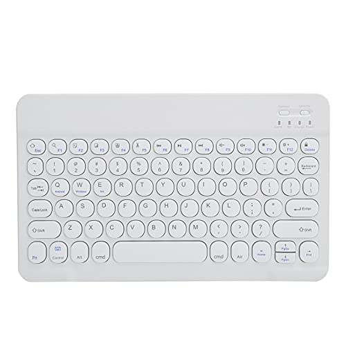 Tosuny Drahtlose Bluetooth-Tastatur - Tragbare und Ultradünne 10-Zoll-Funktastatur mit Hintergrundbeleuchtung, Smartphone-Tablet-Bluetooth-Mauspad (Weiss) von Tosuny