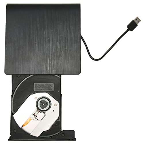 Tosuny Externes CD DVD Laufwerk, USB 3.0 Ultradünnes Optisches CD/DVD +/- RW Laufwerk, mit USB C Adapter, Tragbarer CD/DVD ROM Rewriter, Writer Reader für Laptop PCs mit 7/8/10/XP von Tosuny
