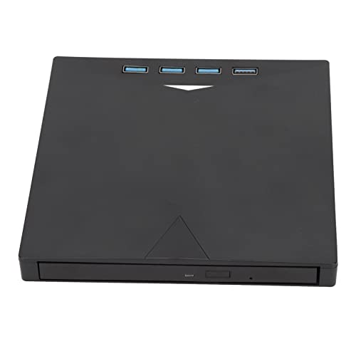 Tosuny Externes DVD-Laufwerk, Tragbares USB 3.0/USB C CD DVD +/-RW Laufwerk DVD/CD ROM Rewriter Brenner Brenner, Schlankes Optisches Laufwerk mit 4 USB Anschlüssen für Laptop Desktop PC Windows von Tosuny