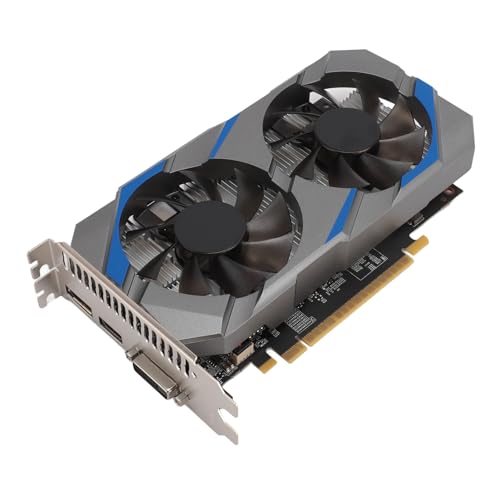 Tosuny GTX1050TI Grafikkarte, 4 GB GDDR5 128 Bit 1291/7008 MHz Grafikkarte für PC Gaming, DVI/HDM I/VGA Ausgang, PCI Express 2.0 Grafikkarte mit Zwei Lüftern, für Büro und Gaming von Tosuny