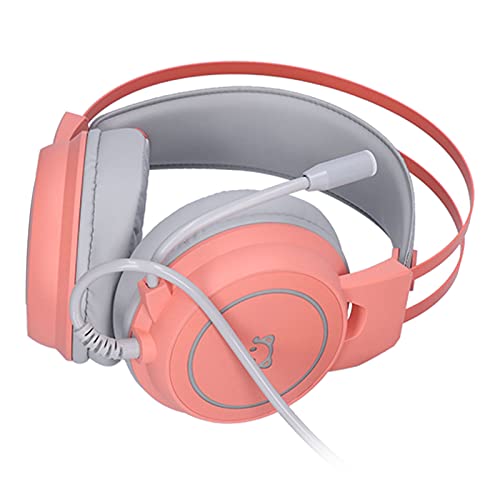 Tosuny Gaming-Headset, Over-Ear-Gaming-Kopfhörer mit Mikrofon USB 3,5 Mm 4-Pin-Audiostecker PC-Kopfhörer Leichtes, Komfortables Plug-and-Play (Pfirsich) von Tosuny