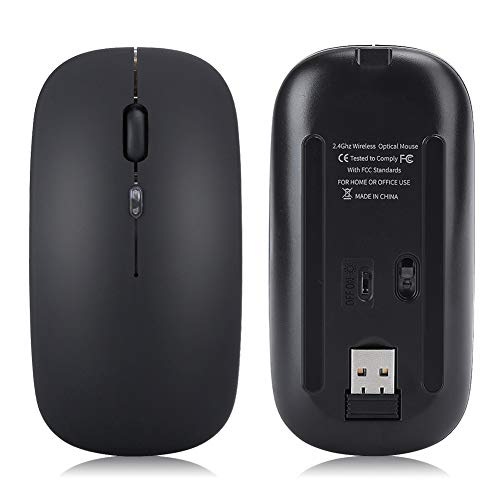 Tosuny M40 2.4G Wireless-Maus, 2.4G Slim Laptop Wireless-Mäuse, mit USB-Empfänger und Typ-C-Adapter für PC/Laptop/Mac/Desktop (Schwarz) von Tosuny