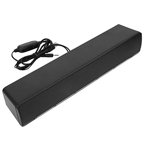 Tosuny Mini Lautsprecher, tragbarer Lautsprecher USB-Kabel Stereo-Soundbar Musik Player Bass-Surround-Soundbox 3,5-mm-Eingangslautsprecher für PC Handys(Schwarz) von Tosuny