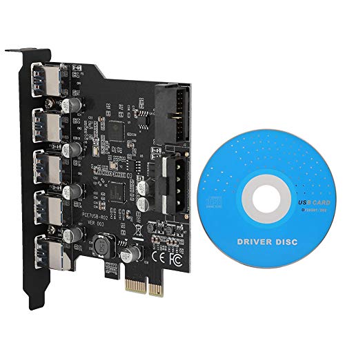 Tosuny PCIe Karte, PCI-E auf USB 3.0 mit 5 Anschlüssen 19-poliger PCI Express-Erweiterungskartenanschluss Superschnelle Datenrate -PCI-E-USB 3.0-Hub Controller Adapter von Tosuny