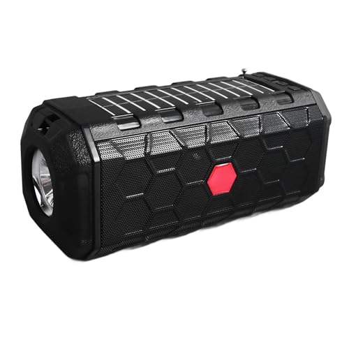 Tosuny Solar Bluetooth Lautsprecher, Kabelloser Lautsprecher mit Radio und Heller Taschenlampe, Wasserdichter Outdoor Lautsprecher mit Schultergurt, 1200mAh Akku, Tragbarer Lautsprecher Tosuny Solar Bluetooth Lautsprecher, Kabelloser Lautsprecher mit Radio und Heller Taschenlampe, Wasserdichter Outdoor Lautsprecher mit Schultergurt, 1200mAh Akku, Tragbarer Lautsprecher von Tosuny