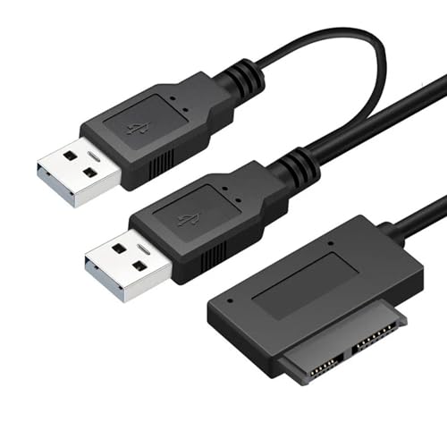 Tosuny USB 2.0 auf 7+6 13Pin Slimline SATA Adapterkabel, Unterstützt Hotswap, 480 Mbit/s Datenübertragung, Plug and Play USB 2.0 auf SATA Kabel für Laptop CD/DVD ROM Laufwerke von Tosuny